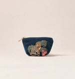 Elizabeth Scarlett Jungle Jaguar Ink Blue Velvet Coin Purse