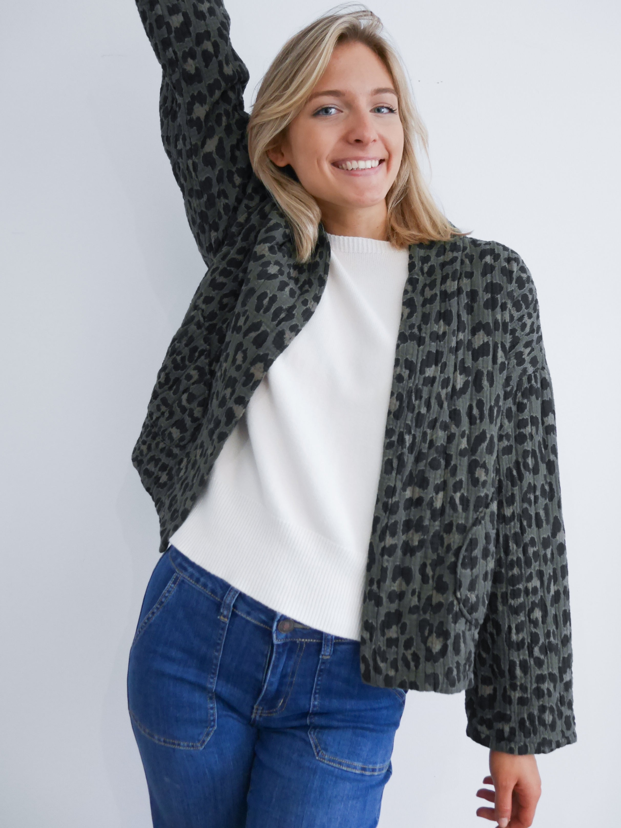 Emma Jacket Khaki Leopard