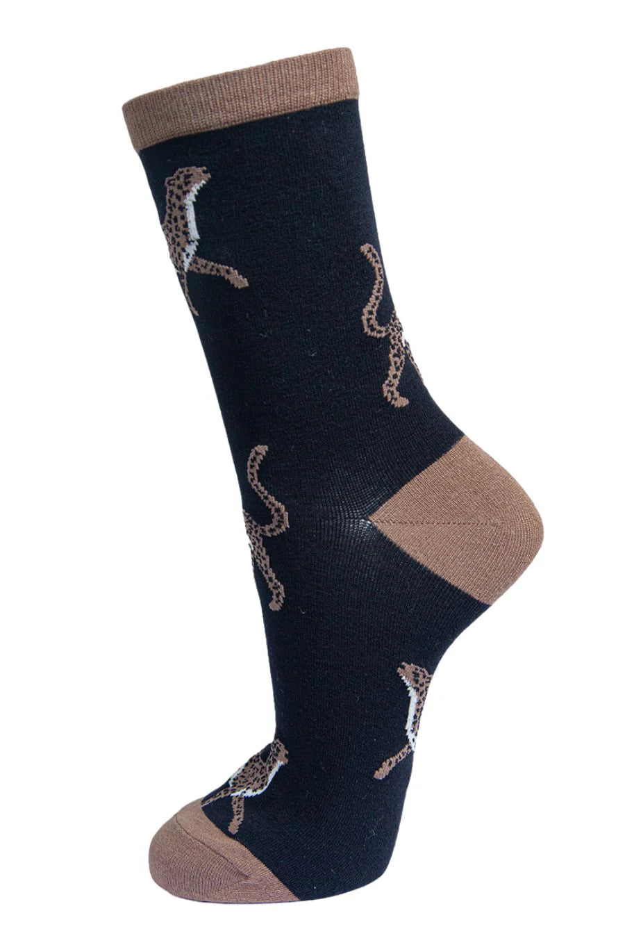 Black Cheetah Socks