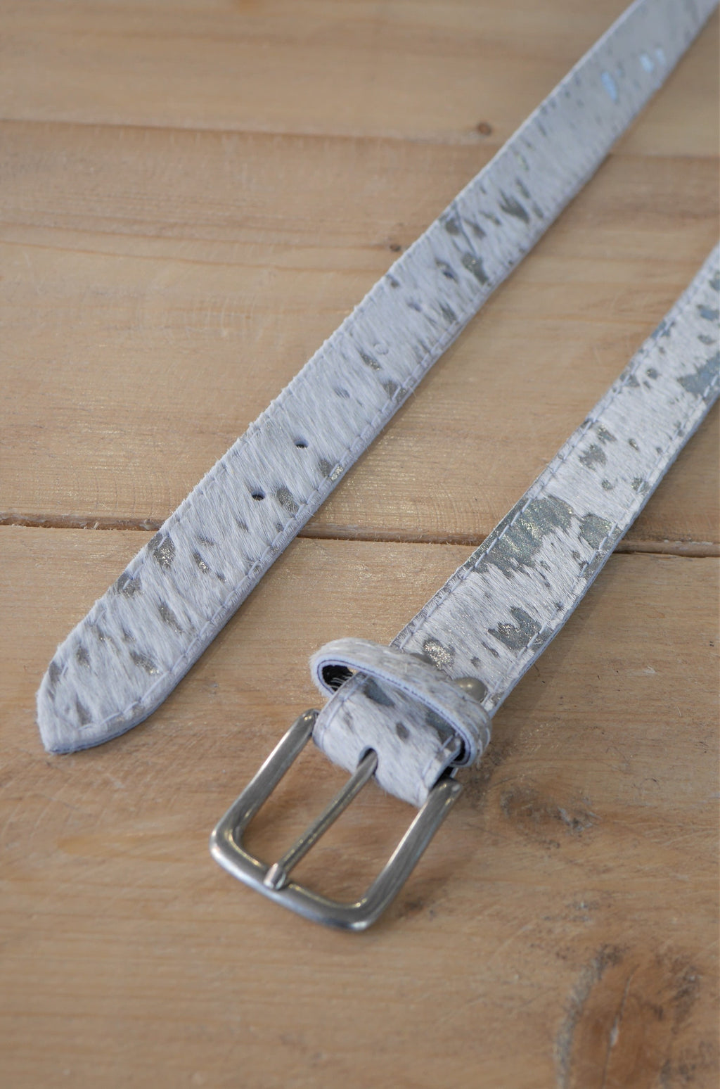 Silver Acid Leather Belt