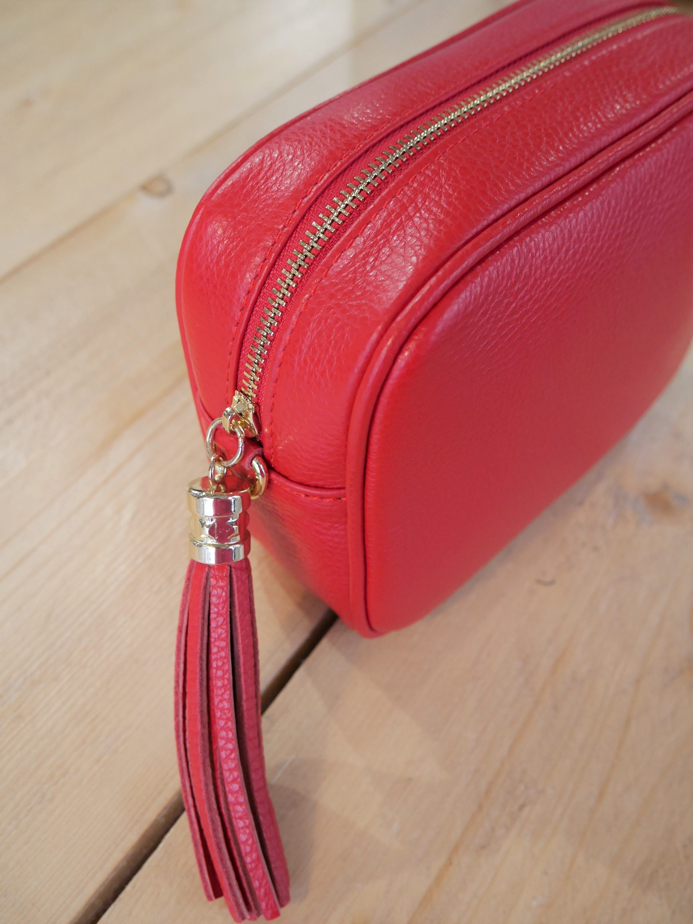 Cross Body Leather Bag Red