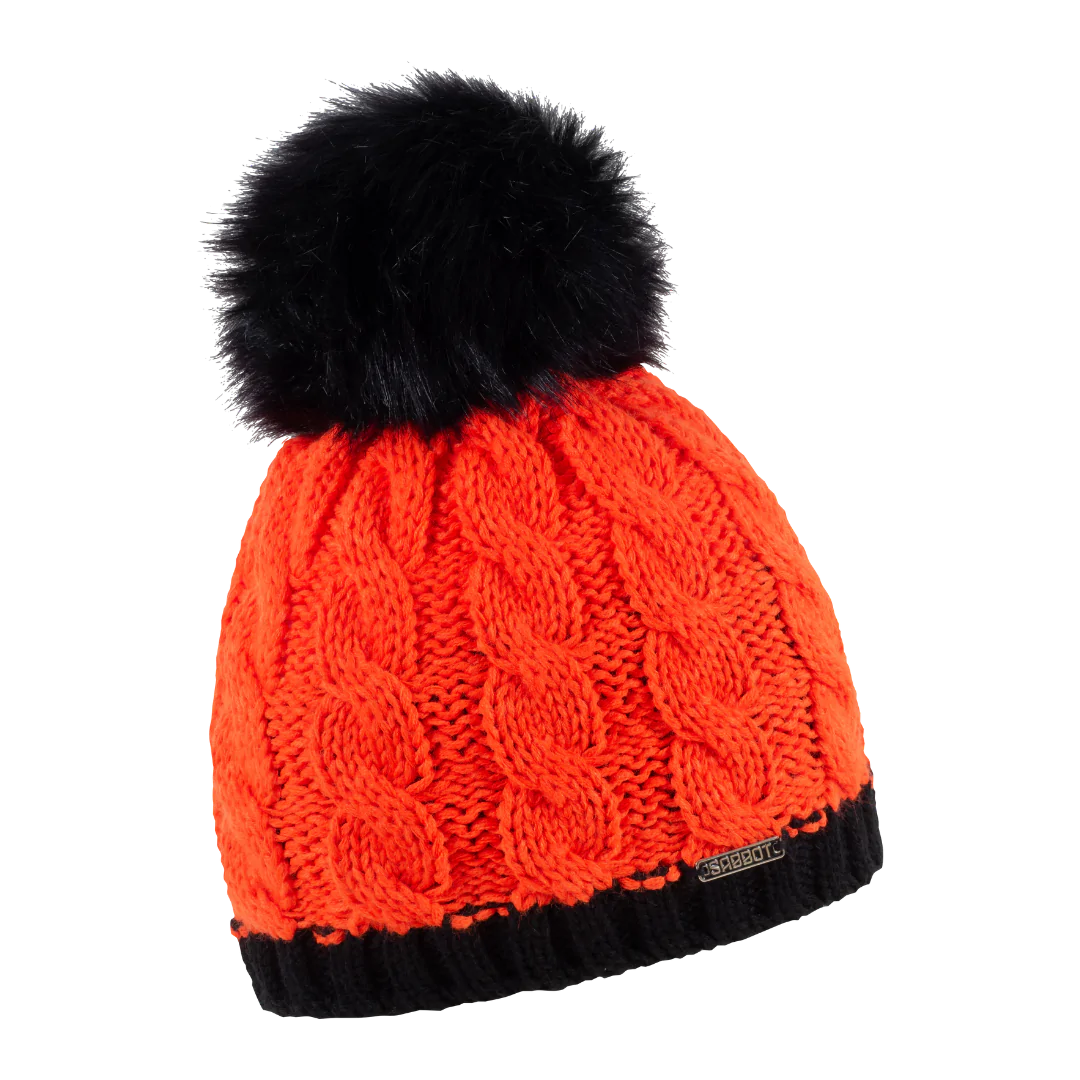 Andrea Neon Orange Faux Fur Beanie Hat