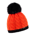 Andrea Neon Orange Faux Fur Beanie Hat