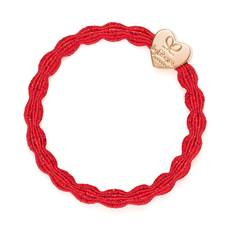 Metallic Gold Heart Red Charm Hair Band