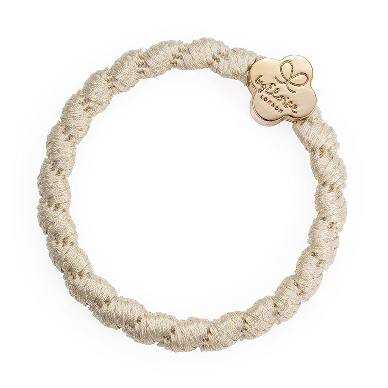 Woven Gold Quatrefoil Cream White Charm Hair Band
