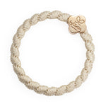 Woven Gold Quatrefoil Cream White Charm Hair Band