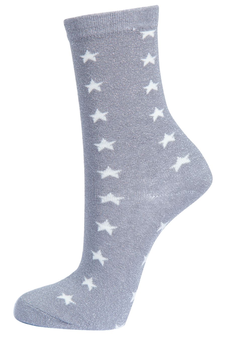 Dark Grey & White Star Glitter Socks
