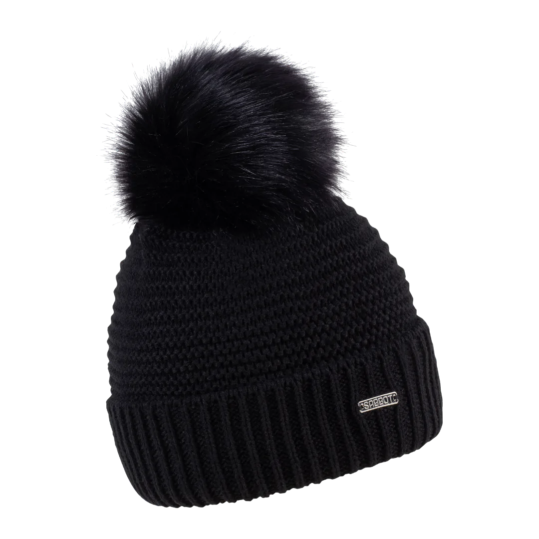 Eva Black Faux Fur Beanie Hat