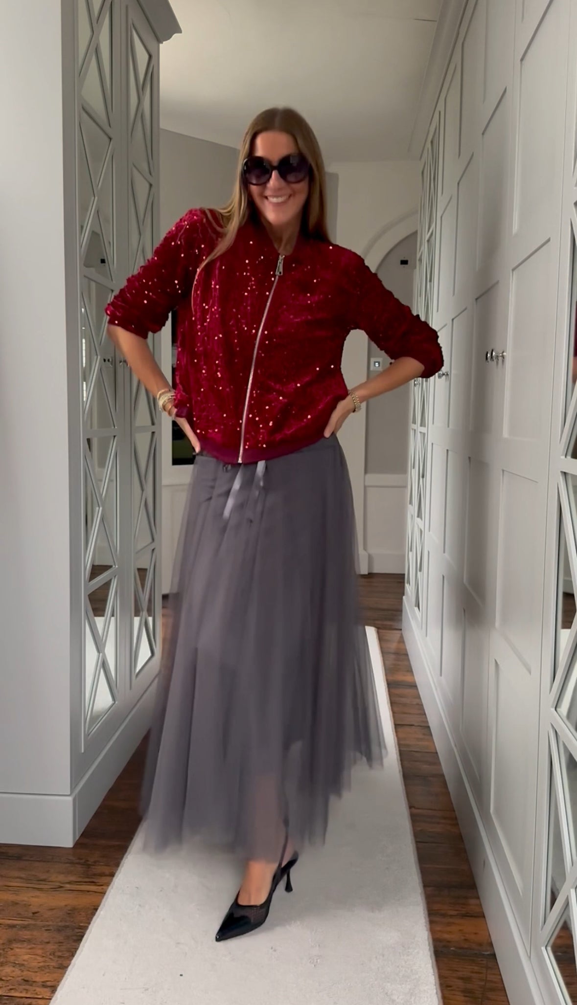 Stella Sequin Bomber Jacket Plum