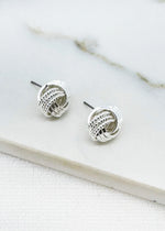 Silver knot stud earring