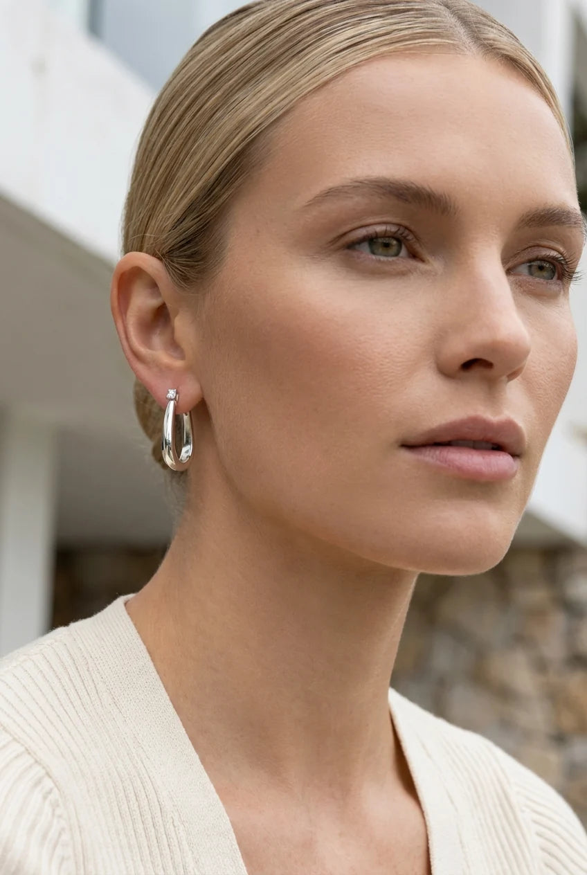 Silver hoop earring