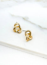 Gold knot stud earring