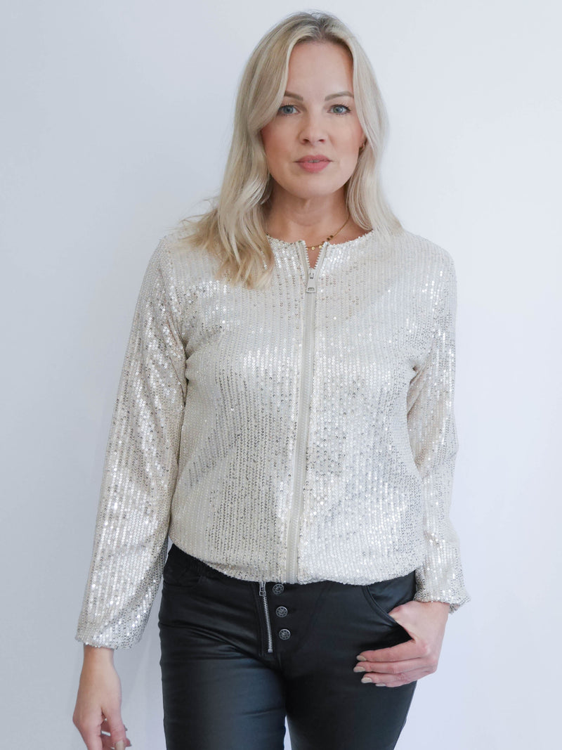 Sylvia Sequin Bomber Jacket Champagne No1 George Street