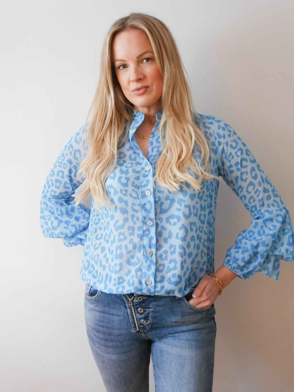 Anika Blouse Leopard French Blue