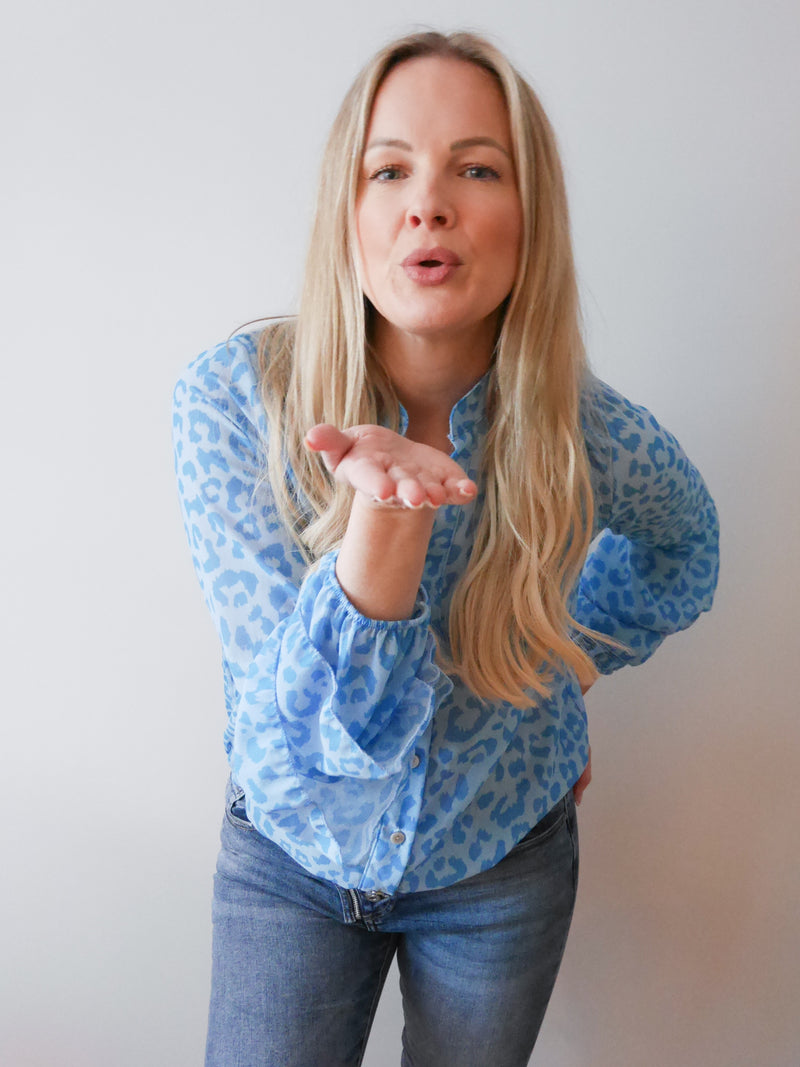 Anika Blouse Leopard French Blue