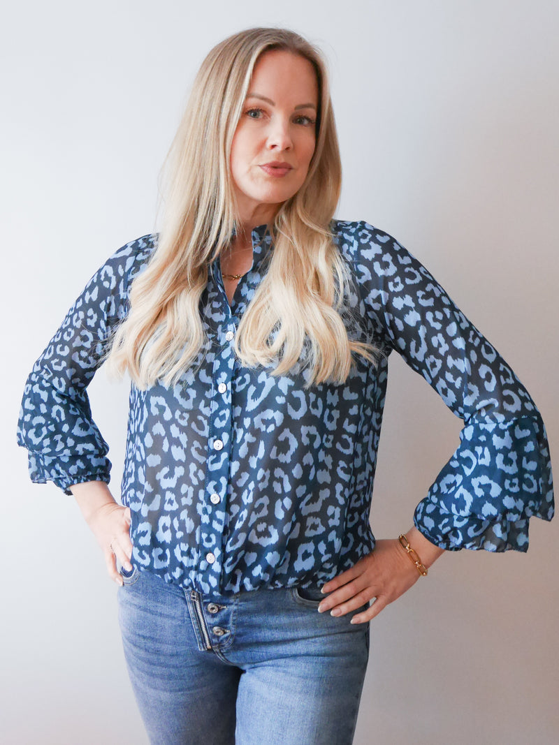 Anika Blouse Leopard Navy