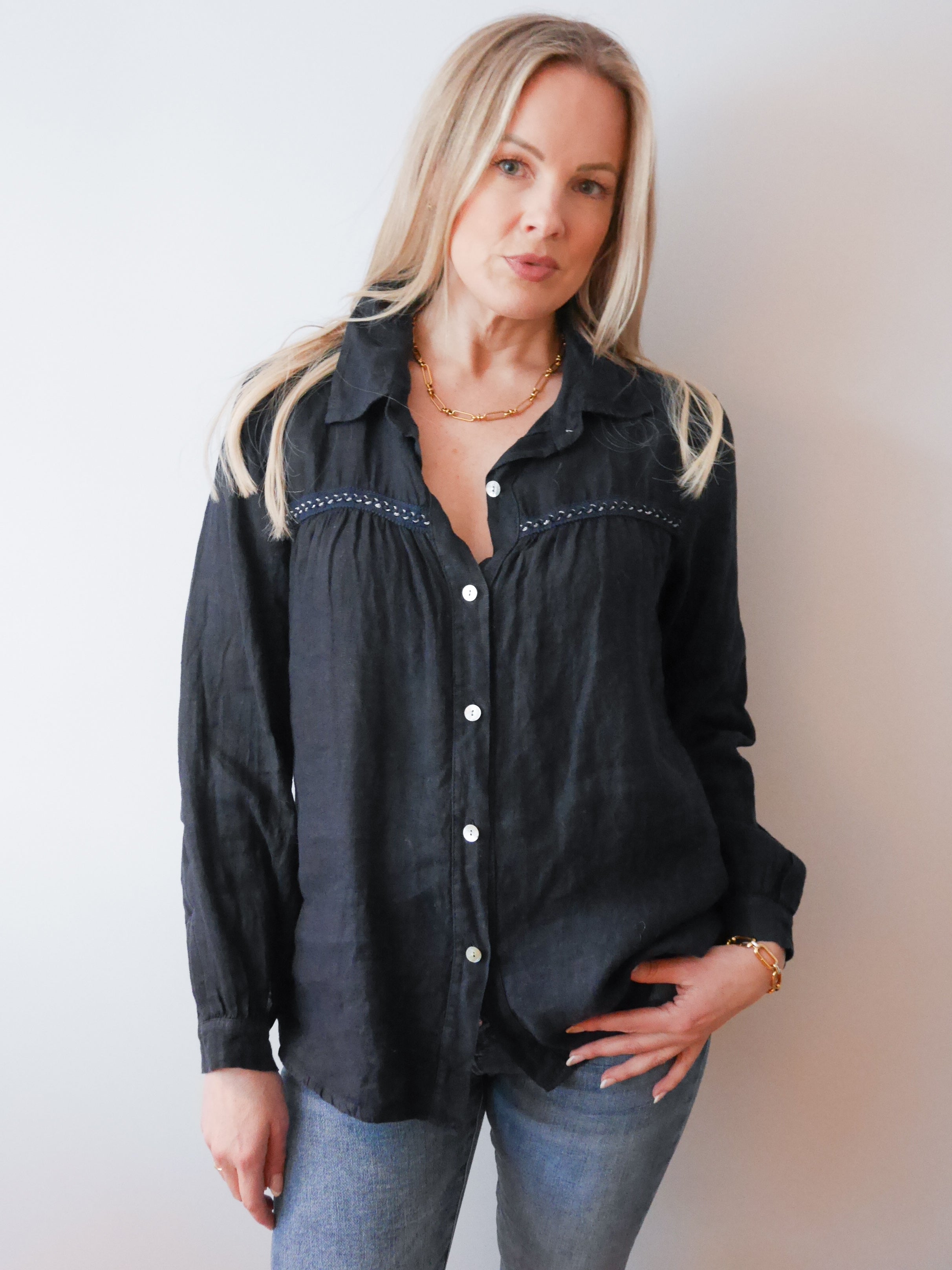 Carmen Blouse Navy