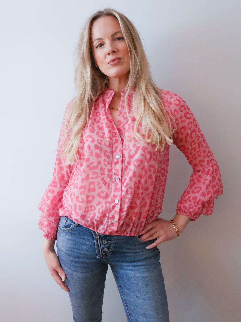 Anika Blouse Leopard Blush Pink
