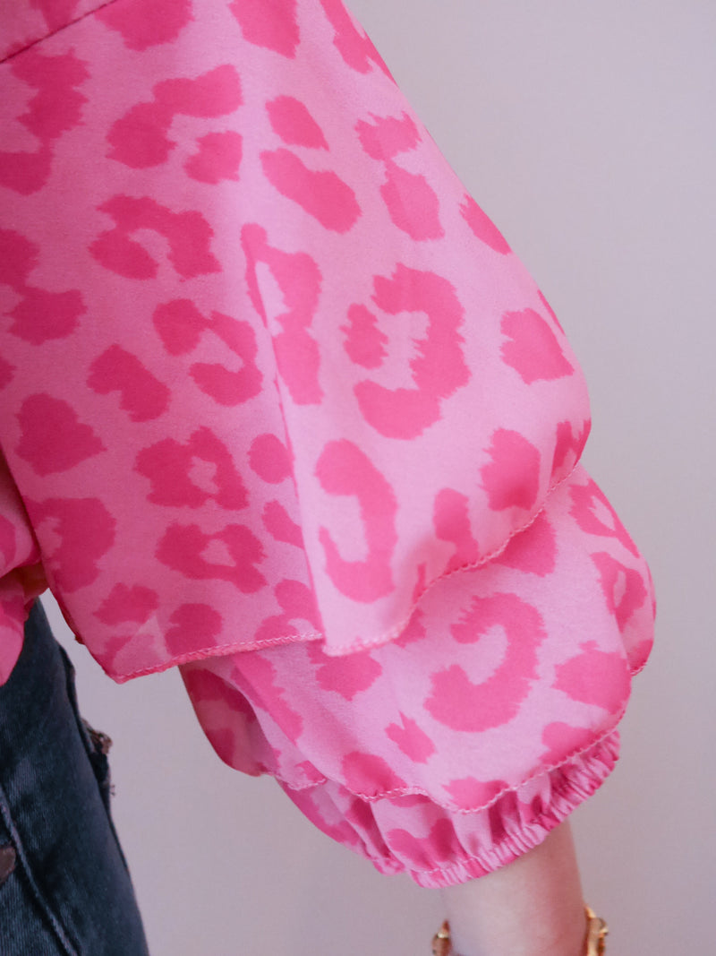Anika Blouse Leopard Blush Pink