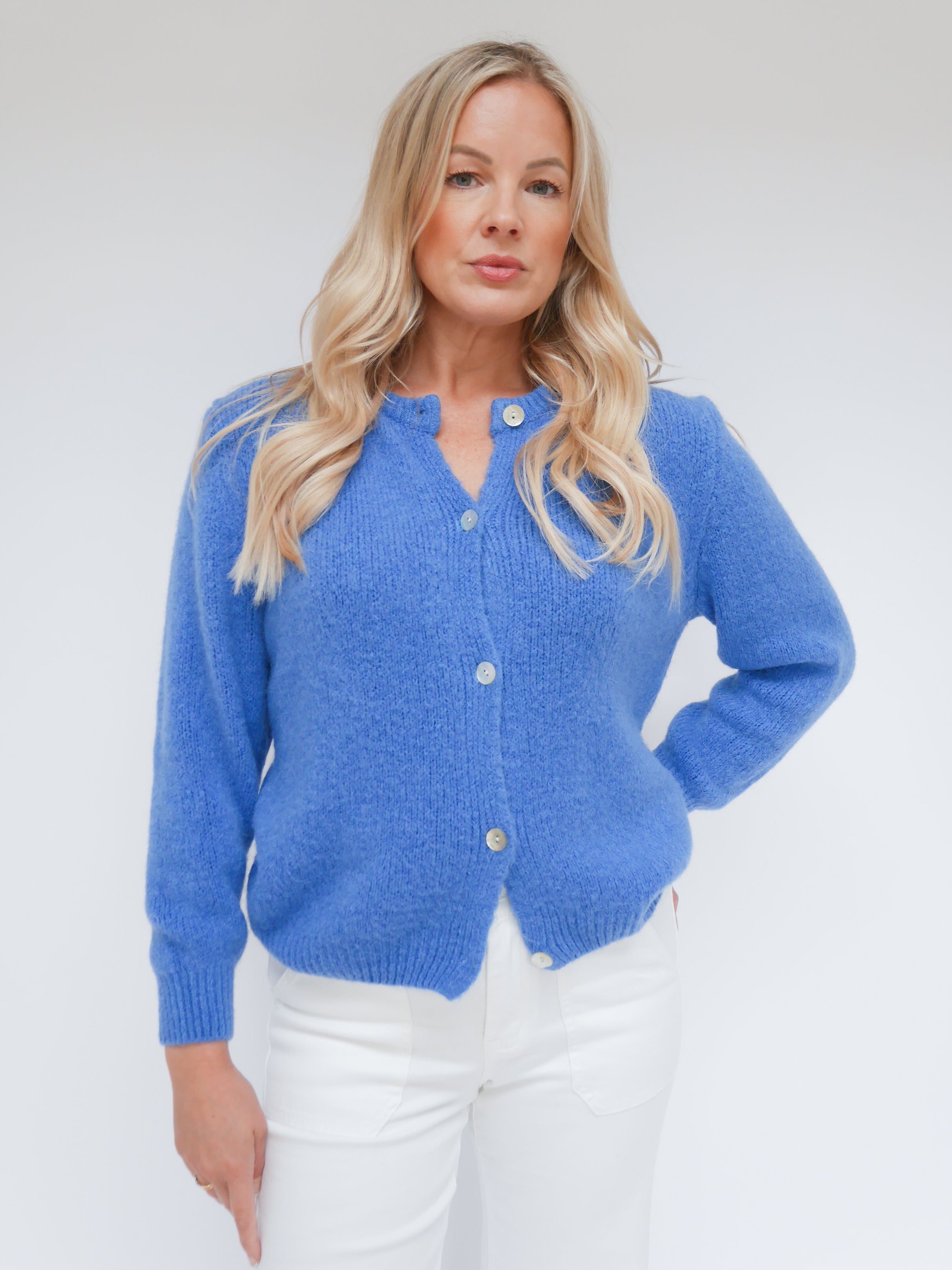 Clara Alpaca Cardigan French Blue