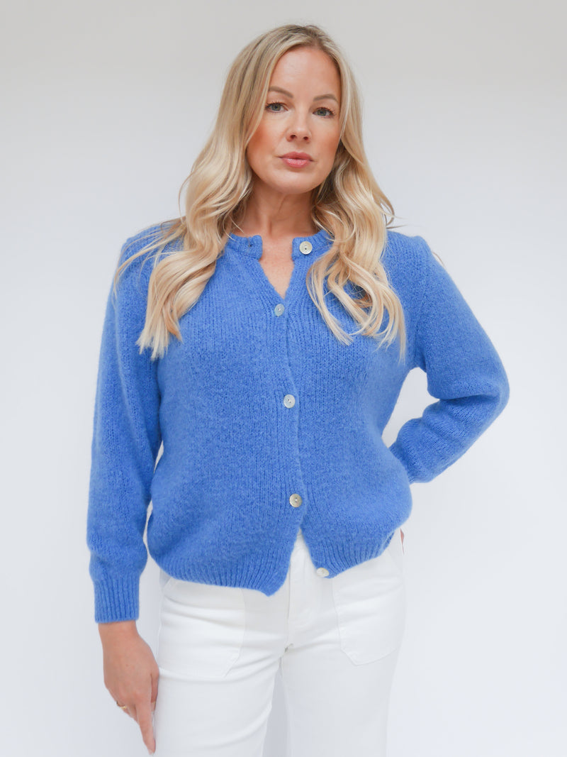 Clara Alpaca Cardigan French Blue