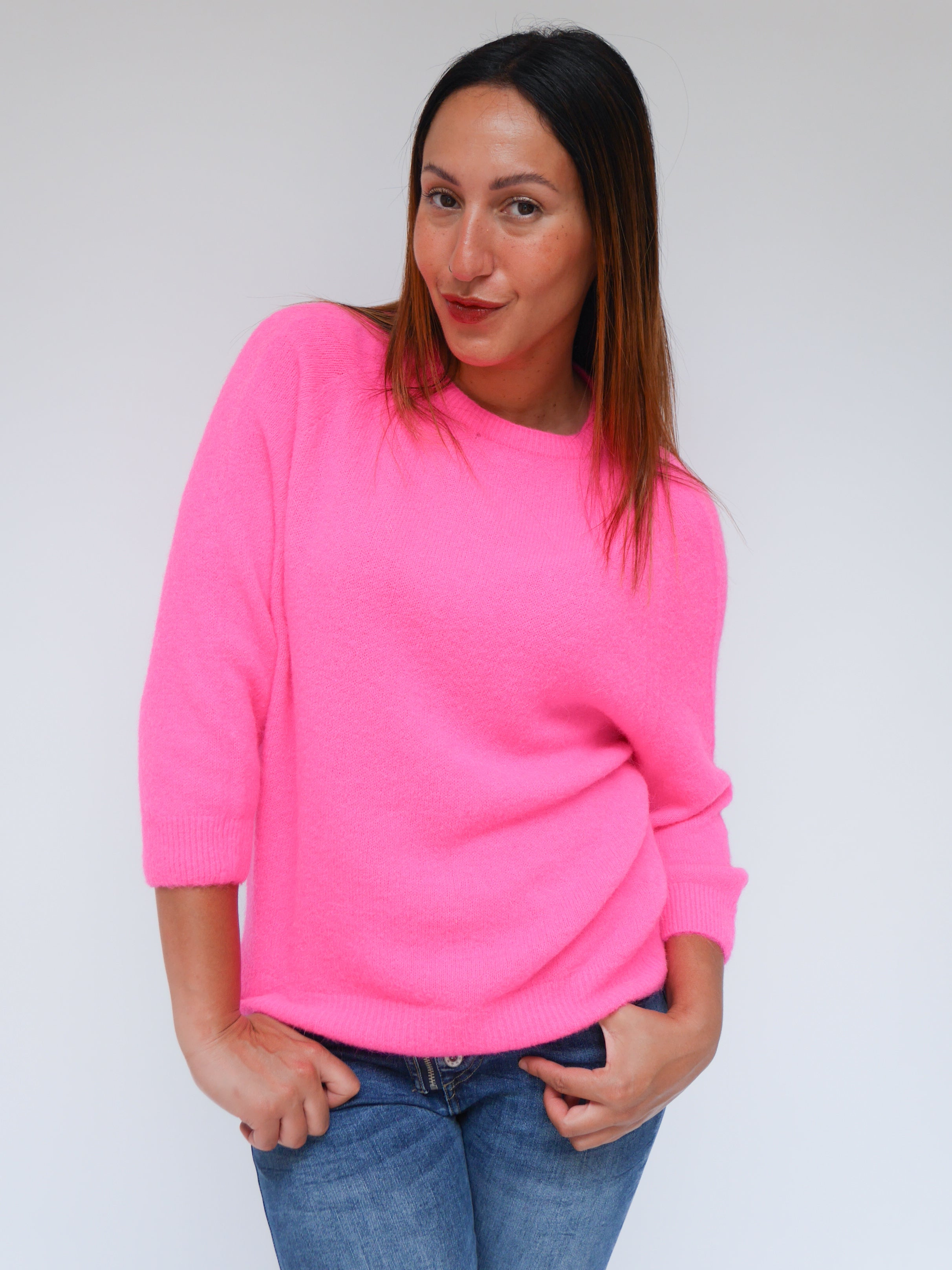 Maddie Alpaca Knit Neon Pink