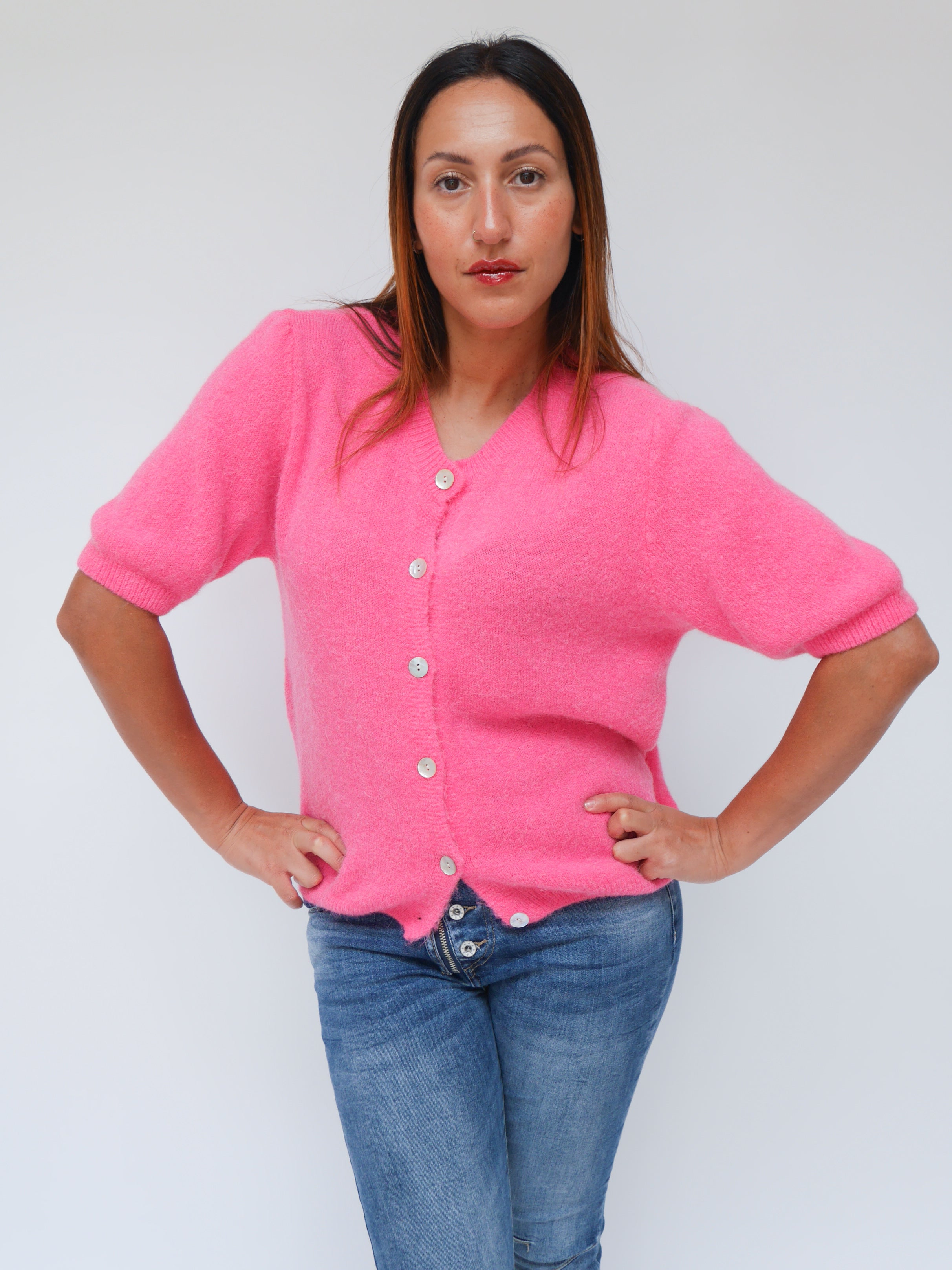 Sadie Alpaca Cardigan Hot Pink