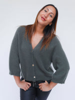 Bobbi Khaki Kid Mohair Cardigan