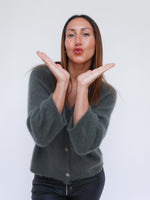 Bobbi Khaki Kid Mohair Cardigan