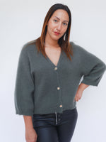 Bobbi Khaki Kid Mohair Cardigan
