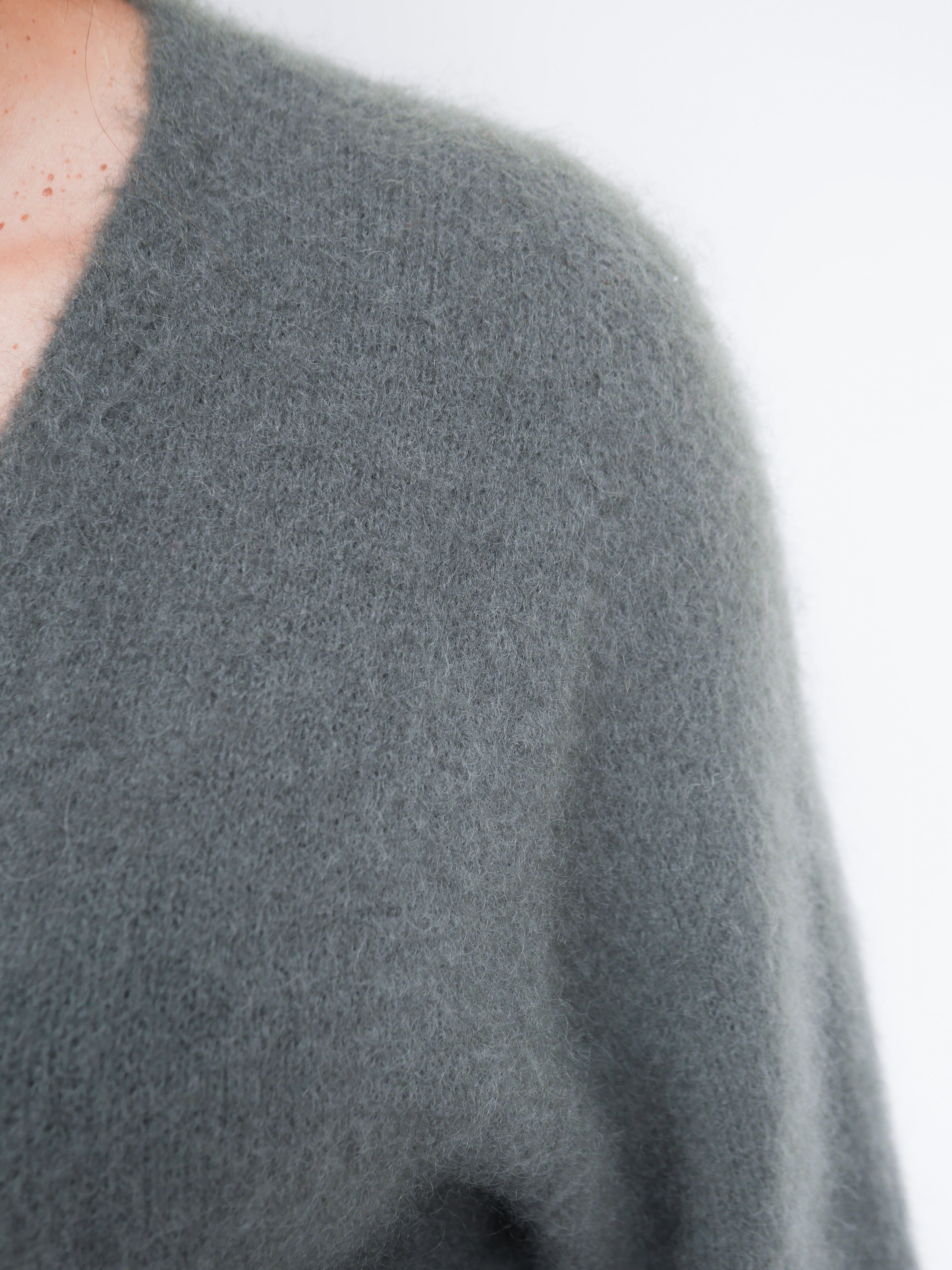 Bobbi Khaki Kid Mohair Cardigan