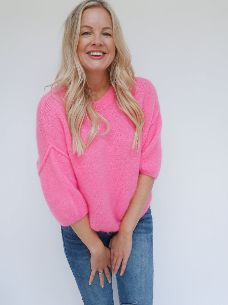 Abi Knit Mohair Raspberry Pink