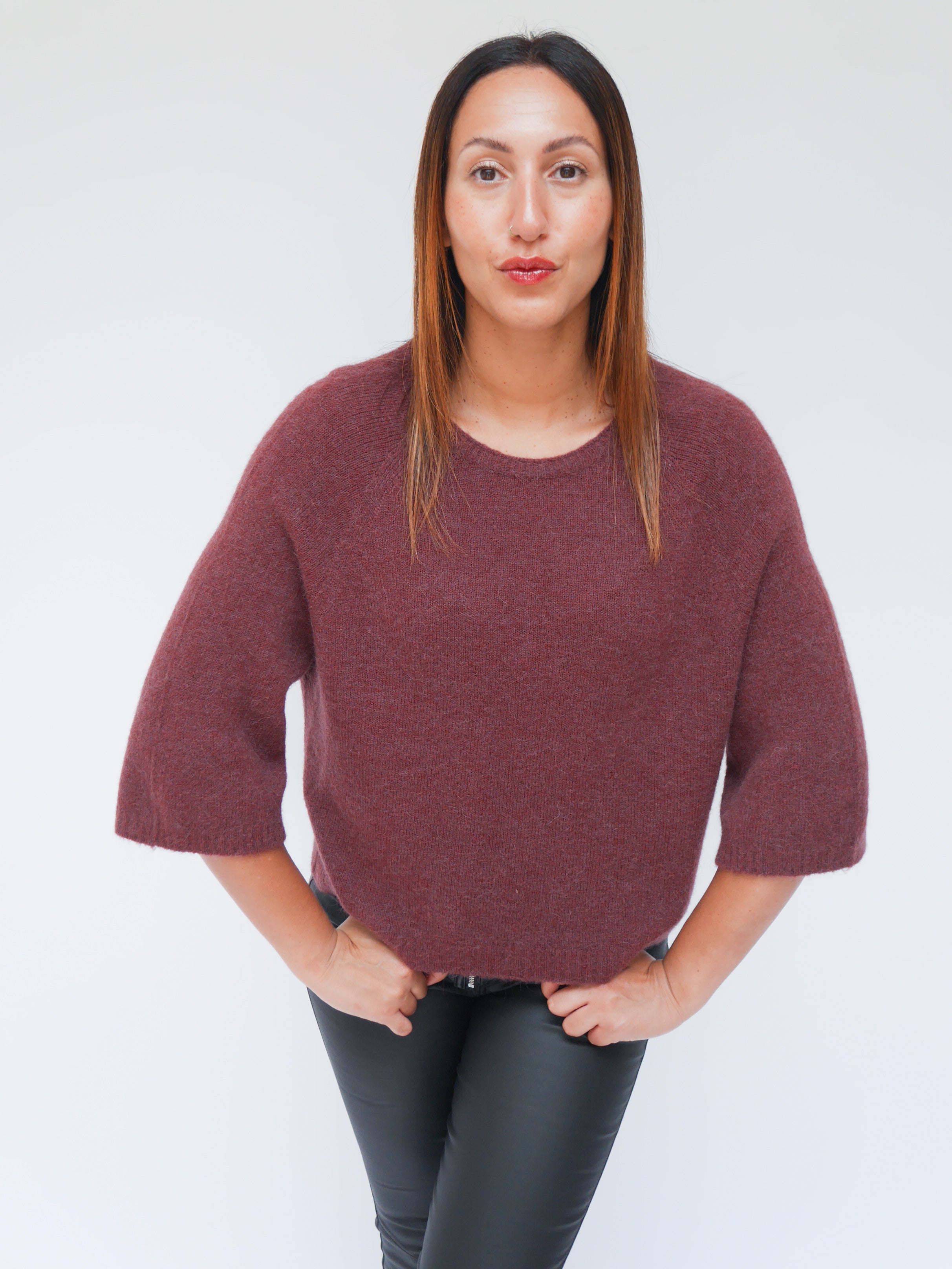 Hattie Alpaca Knit Bordo