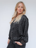 Demi Silk Leopard Bomber Chocolate