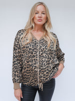 Demi Silk Leopard Bomber Camel