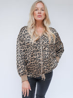 Demi Silk Leopard Bomber Camel