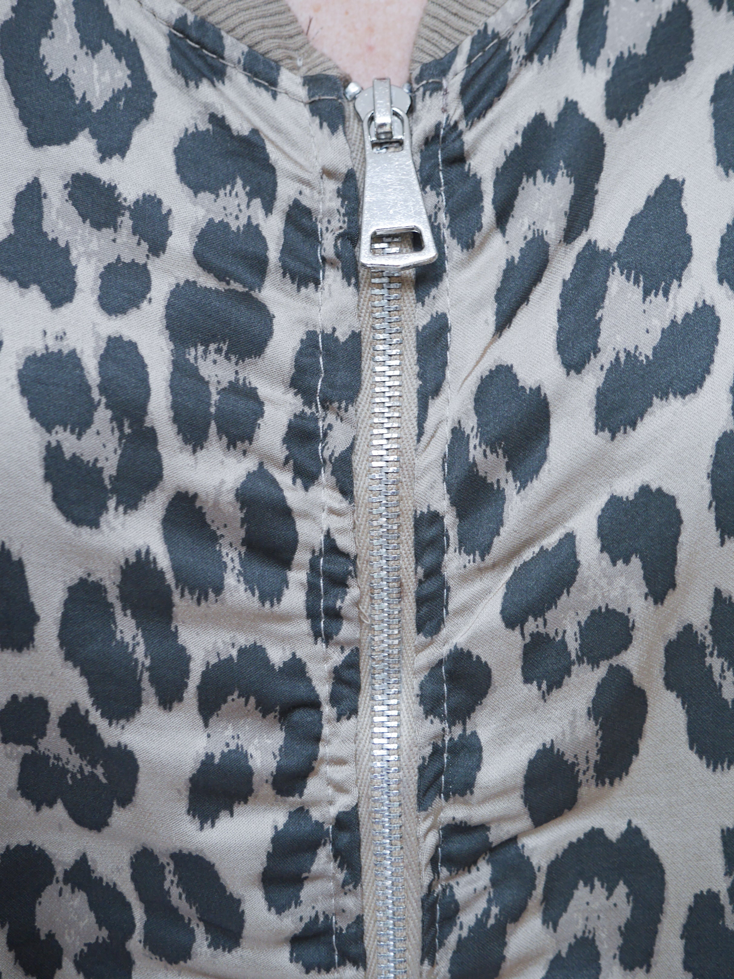 Demi Silk Leopard Bomber Camel