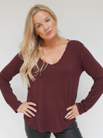 Amy Long Sleeve Tee Bordo