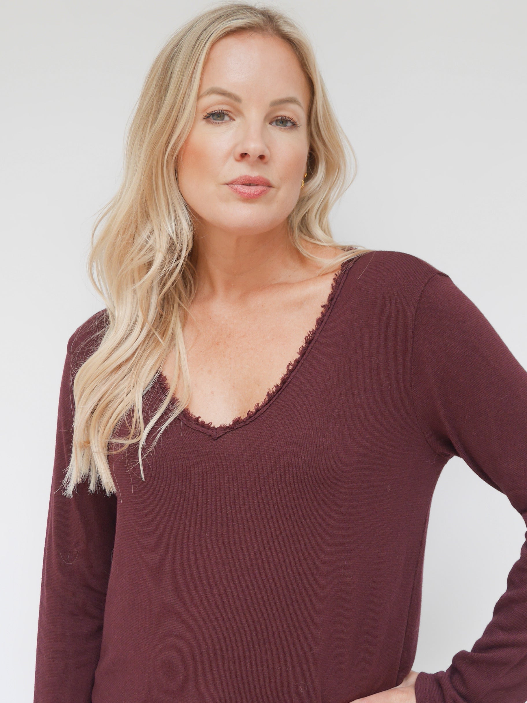 Amy Long Sleeve Tee Bordo
