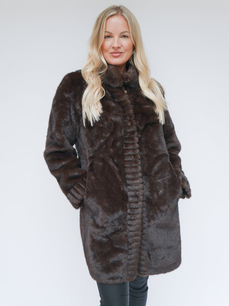 Camilla Faux Fur Coat Chocolate