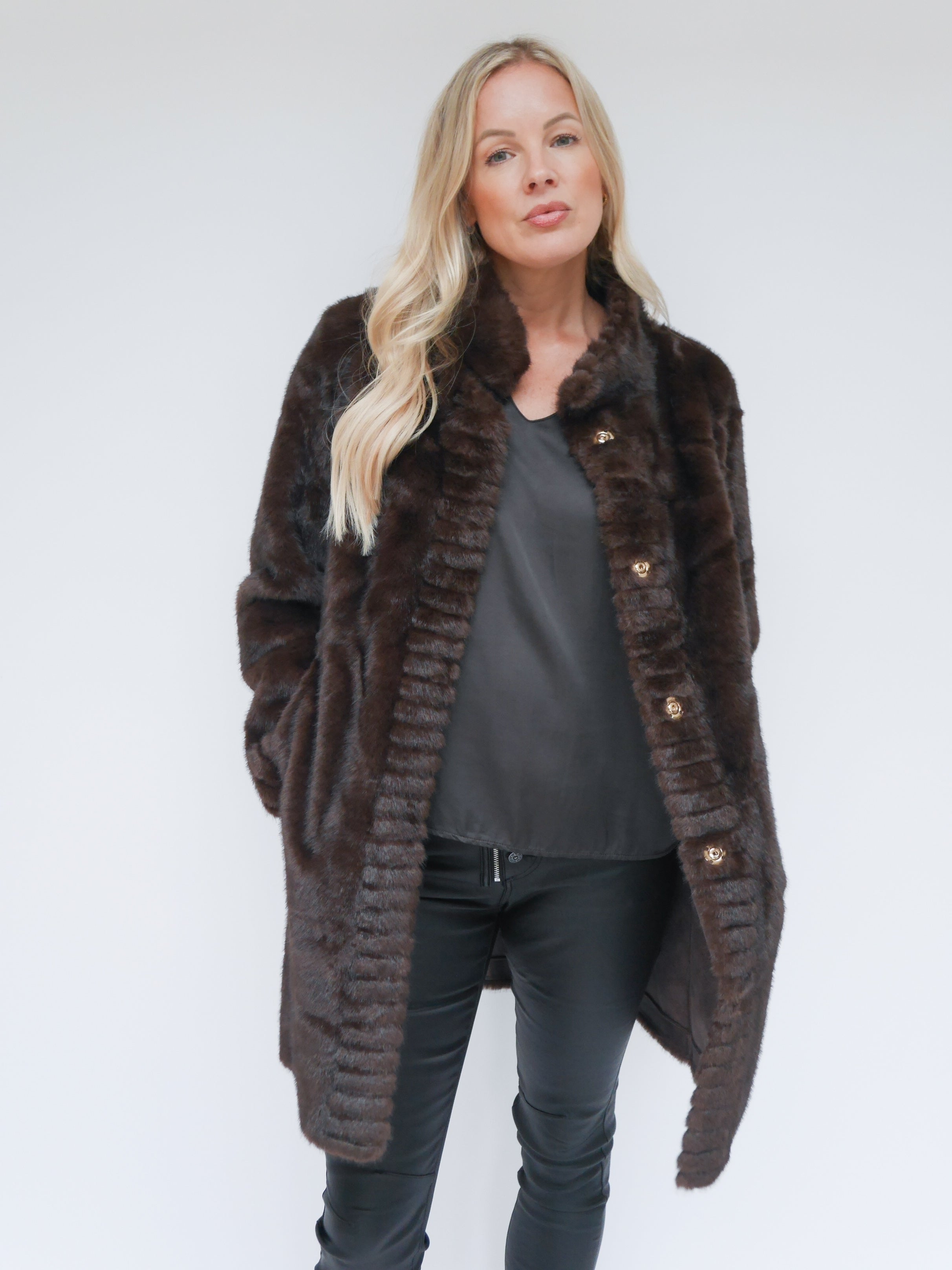 Camilla Faux Fur Coat Chocolate