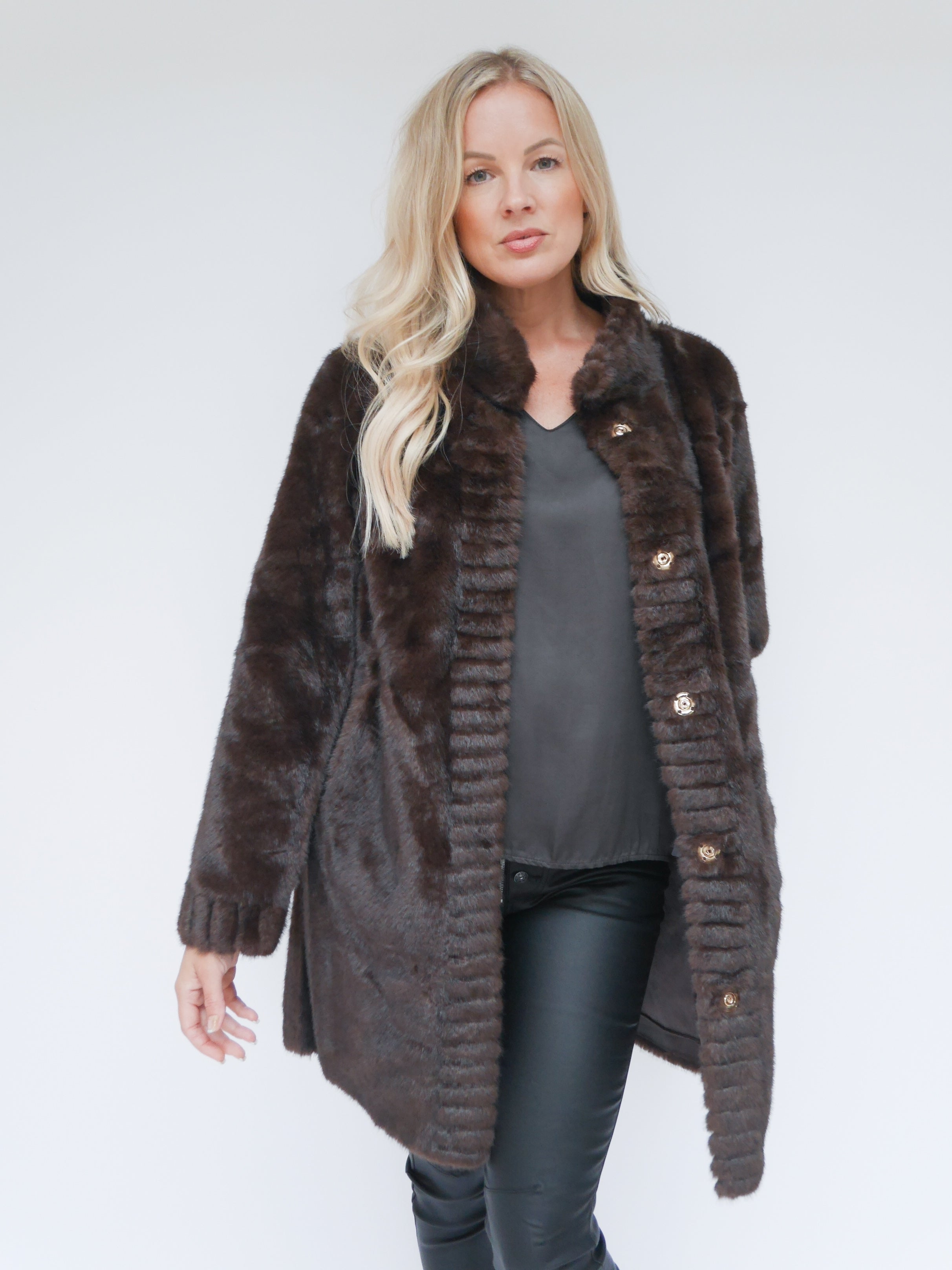 Camilla Faux Fur Coat Chocolate