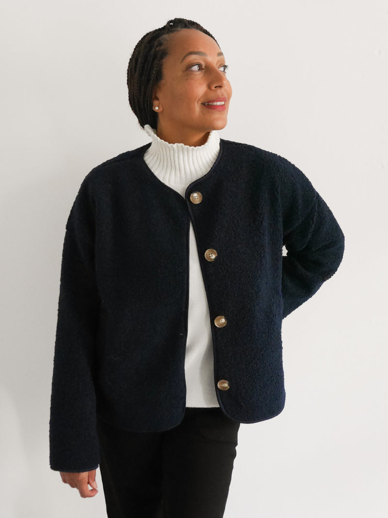 Carmen Borg Collarless Jacket Navy