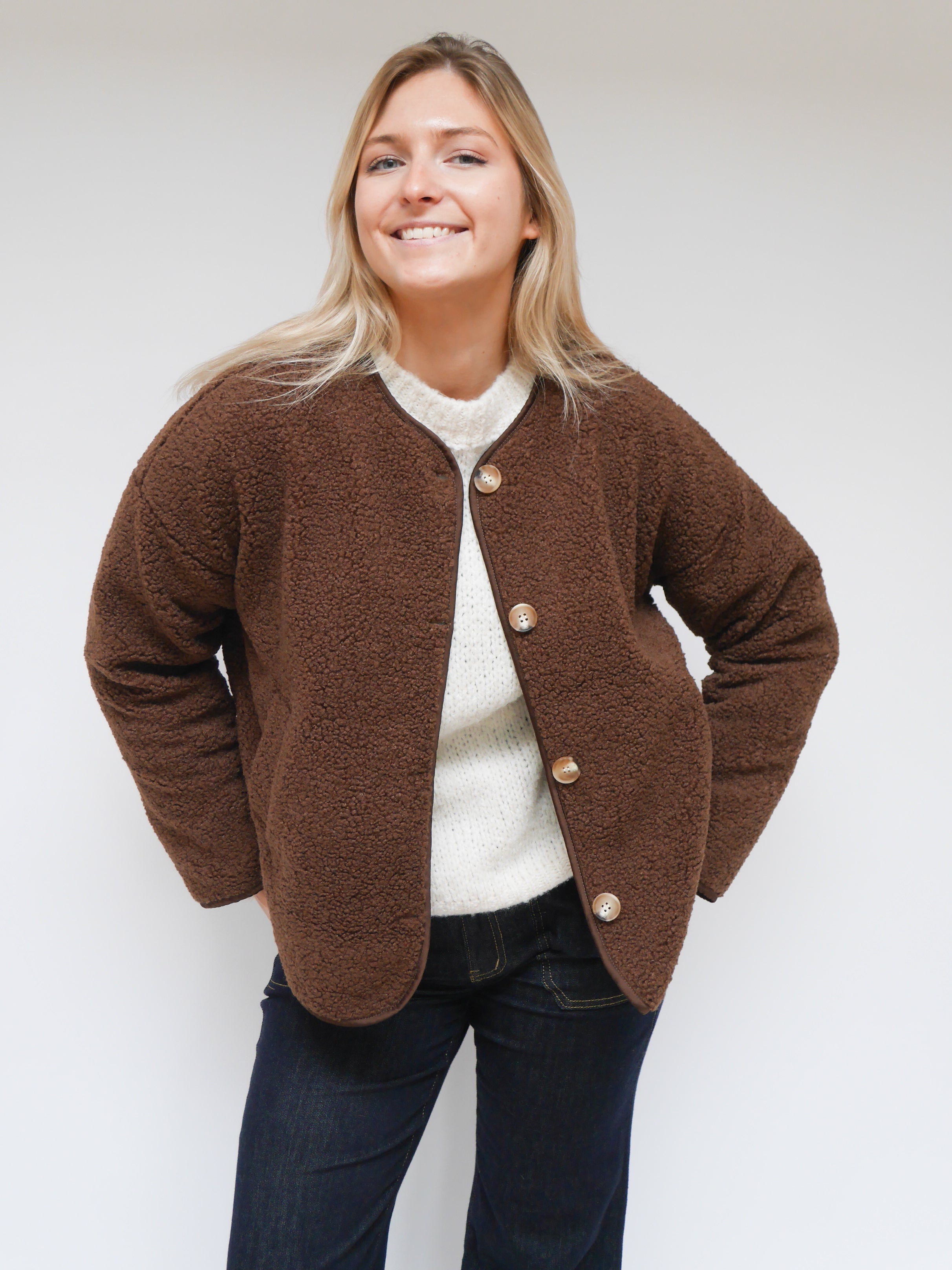 Carmen Borg Collarless Jacket Chocolate