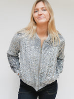 Stella Sequin Bomber Jacket Grey