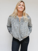 Stella Sequin Bomber Jacket Grey