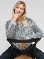 Stella Sequin Bomber Jacket Grey