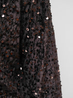 Stella Sequin Bomber Jacket Chocolate