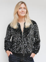 Stella Sequin Bomber Jacket Black & Silver