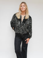 Stella Sequin Bomber Jacket Black & Silver
